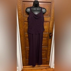 Karen Miller Purple Beaded Gown Dress - 6 petite